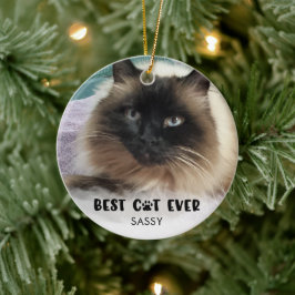 BESTE KAT Ooit Foto Witte Overlay Persoonlijk gema Keramisch Ornament
