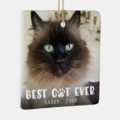 BESTE KAT OOIT Pootafdruk Gepersonaliseerde Foto Keramisch Ornament (Rechts)