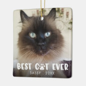 BESTE KAT OOIT Pootafdruk Gepersonaliseerde Foto Keramisch Ornament (Links)