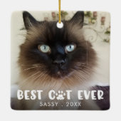 BESTE KAT OOIT Pootafdruk Gepersonaliseerde Foto Keramisch Ornament (Achterkant)