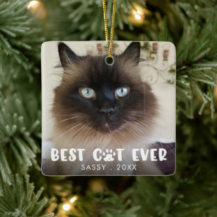 BESTE KAT Ooit Pootafdruk Persoonlijke Foto Keramisch Ornament