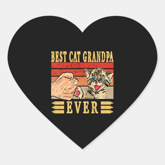 Beste kat opa ooit, kat vaders dag verjaardag hart sticker (Voorkant)