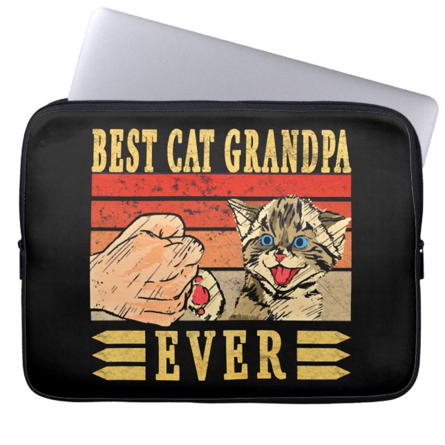 Beste kat opa ooit, kat vaders dag verjaardag laptop sleeve (Voorkant)