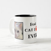 Beste kat pa ooit Vaderdag Persoonlijke foto Tweekleurige Koffiemok (Voorkant links)