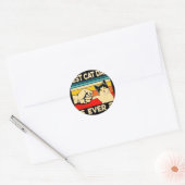 Beste kat pap ooit grappige kat pap vader  ronde sticker (Envelop)