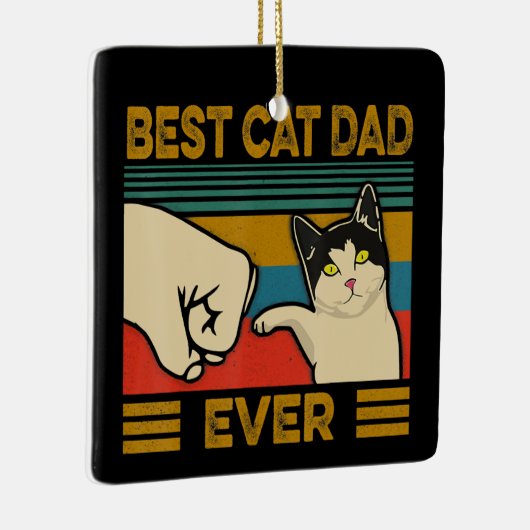  beste kat pap ooit grappige kat papa Mannen Keramisch Ornament (Rechts)