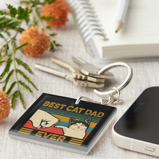  beste kat pap ooit grappige kat papa Mannen Sleutelhanger (Voorkant Rechts)