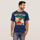 Beste kat pap ooit  Mannen bult voor vaders T-shirt (Voorkant volledig)