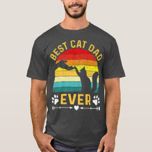 Beste kat pap ooit Retro Style zwarte kat L T-shirt