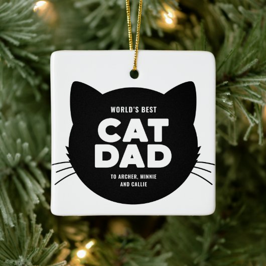 Beste kat-pap ter wereld keramisch ornament (Boom)