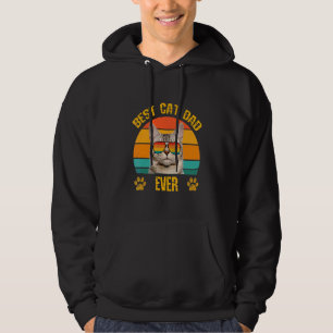 Beste kat papa kat met een kleerbril voor de klep hoodie