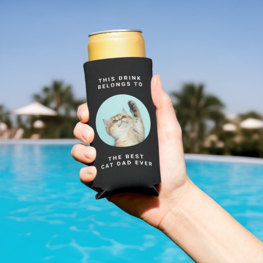 Beste kat papa ooit aangepaste tekst & 2 foto's zw seltzer blikjeskoeler (Insitu Zwembad)