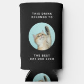 Beste kat papa ooit aangepaste tekst & 2 foto's zw seltzer blikjeskoeler (Voorkant)