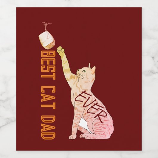 Beste kat papa, ooit (echt) wijn etiket (Enkel label)