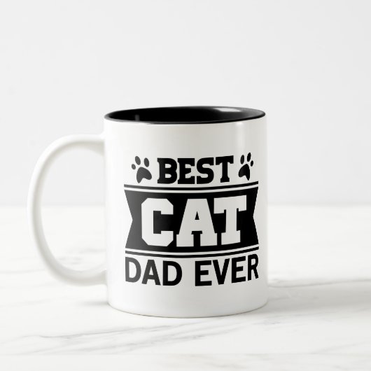 Beste kat papa ooit Gepersonaliseerd kat foto Tweekleurige Koffiemok (Links)