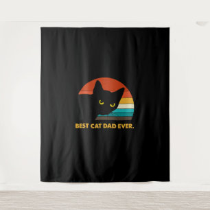 Beste kat papa ooit T Shirt zwart kat papa Wandkleed
