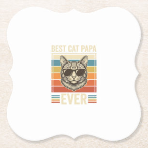 Beste Kat Papa Ooit Vintage Kat Shirt Ontwerp_1 Kartonnen Onderzetters