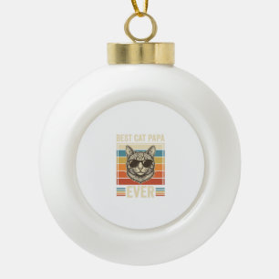 Beste Kat Papa Ooit Vintage Kat Shirt Ontwerp_1 Keramische Bal Ornament