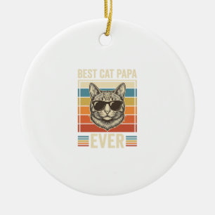 Beste Kat Papa Ooit Vintage Kat T-shirt Ontwerp_1 Keramisch Ornament