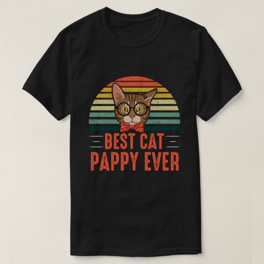Beste Kat PAPPY Ooit Retro T-shirt (Design voorkant)