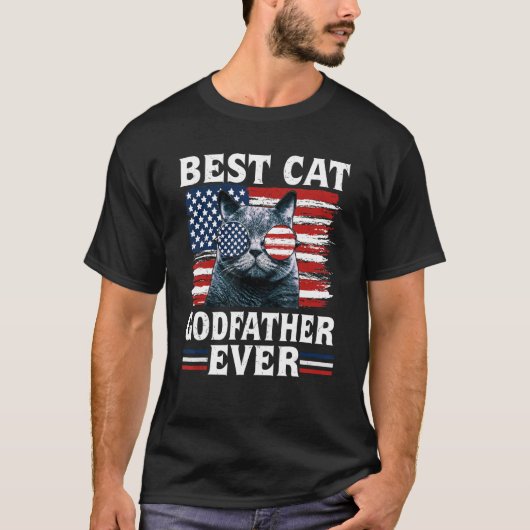 Beste kat peetvader ooit Amerikaanse vlag Patriott T-shirt (Voorkant)
