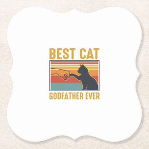 Beste kat peetvader ooit vintage kat vector ontwer kartonnen onderzetters