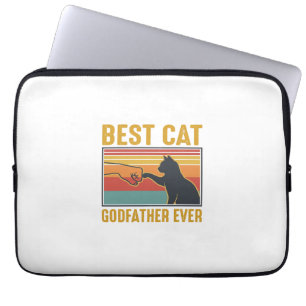 Beste kat peetvader ooit vintage kat vector ontwer laptop sleeve