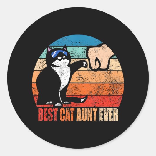 Beste kat tante ooit met grappige vuist bump ronde sticker (Voorkant)