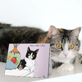 Beste Kat Vader Cute Tuxedo Kat Vaderendag Kaart