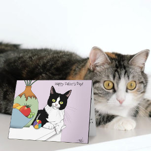 Beste Kat Vader Cute Tuxedo Kat Vaderendag Kaart