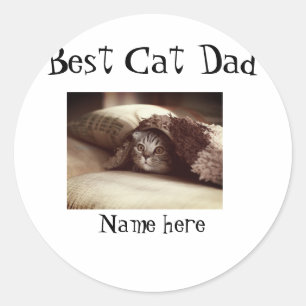 beste kat vader foto naam vaderdag huisdier vader  ronde sticker