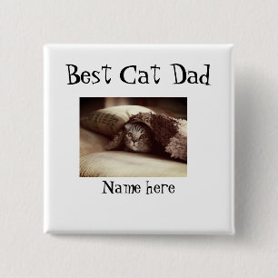 beste kat vader foto naam vaderdag huisdier vader vierkante button 5,1 cm