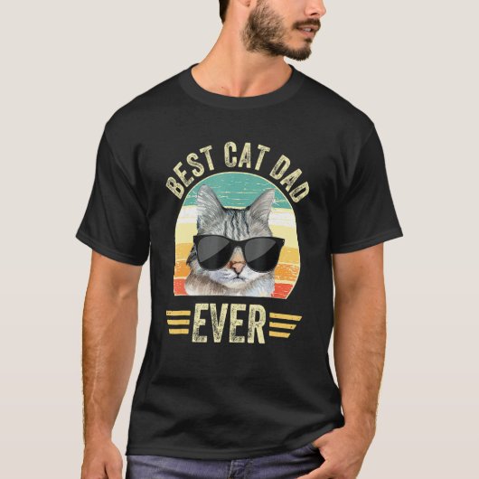  beste kat vader ooit bril retro Fathers Da T-shirt (Voorkant)