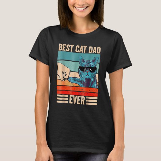 Beste kat vader ooit bump vuist kat daddy retro va t-shirt (Voorkant)