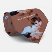 Beste Kat Vader Ooit Kat Foto Patroon Nek Stropdas (Opgerold)