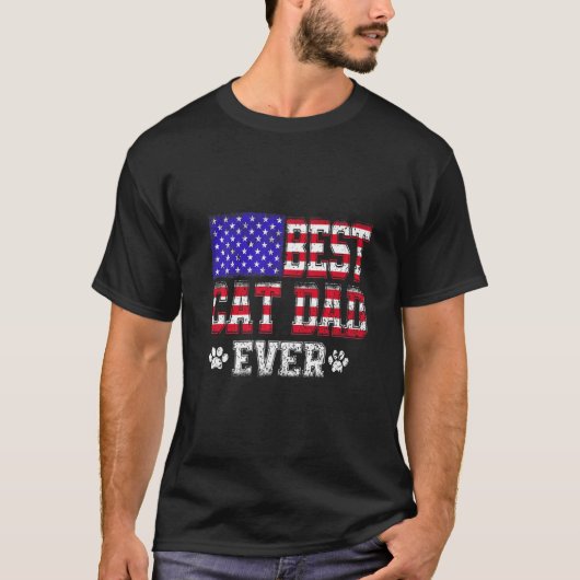 Beste kat vader ooit met Amerikaanse vlag Geweldig T-shirt (Voorkant)