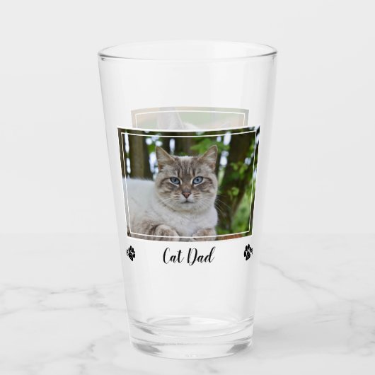 Beste kat vader ooit - pap Birthday Foto Cute Pap Glas (Voorkant)