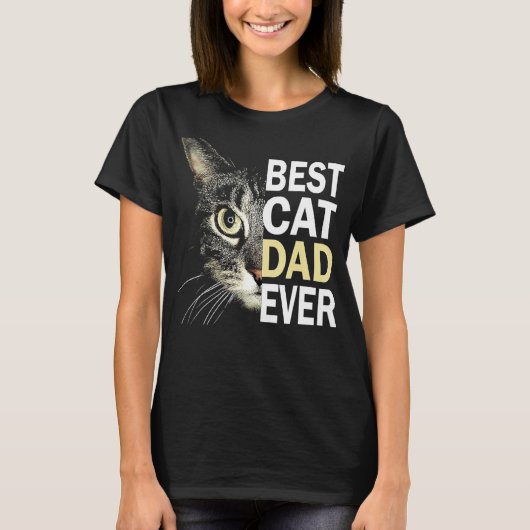 Beste kat vader ooit T-kat papa vaderdag T-shirt (Voorkant)