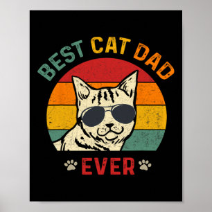 Beste kat vader ooit T-shirt Funny Cat Vaderdag Poster
