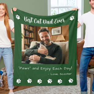 Beste Kat Vader Pootjes Groene Huisdier Foto Fleece Deken