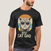 Beste kat vader zonnebril retro Funny Fathers Day T-shirt (Voorkant)