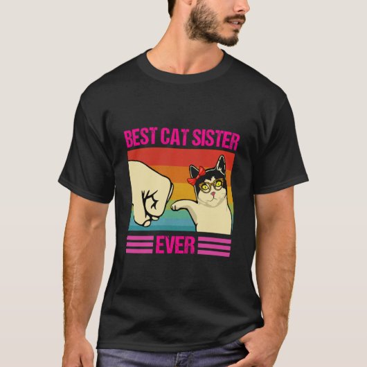 Beste kat zus ooit Funny Cat Lover Shirt voor vrou (Voorkant)