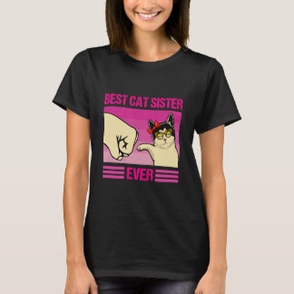 Beste kat zus ooit Funny Retro kat vuistbump Vrouw T-shirt