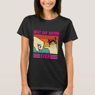 Beste kat zus ooit Retro schattige kat vuist bump  T-shirt