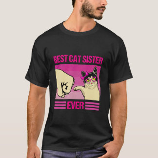 Beste kat zus ooit Retro schattige kat vuiststoot  T-shirt