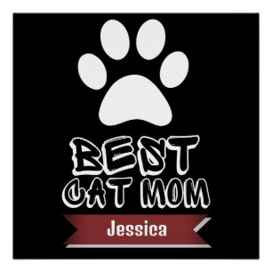 beste kattemoeder, mama personaliseer de naam perfect poster