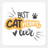 Beste kattemoeder ooit vierkante sticker (Voorkant)