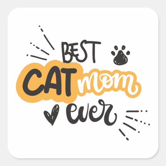 Beste kattemoeder ooit vierkante sticker (Voorkant)