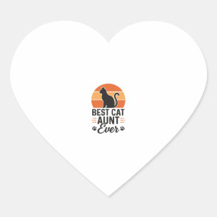 Beste katten tante ooit vintage zonsondergang kat  hart sticker