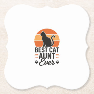 Beste katten tante ooit vintage zonsondergang kat kartonnen onderzetters
